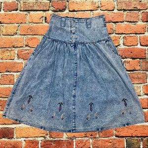 Acid Wash, Stone Wash Vintage Embellished Skirt